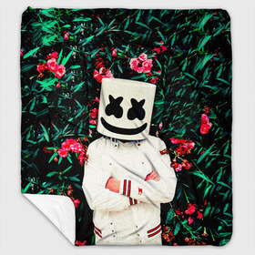 Плед с рукавами с принтом MARSHMELLO ROSES в Курске, 100% полиэстер | Закругленные углы, все края обработаны. Ткань не мнется и не растягивается. Размер 170*145 | fortnite | marshmallo | marshmallow | marshmello | marshmellow | маршмелло | маршмеллоу | розы | фортнайт