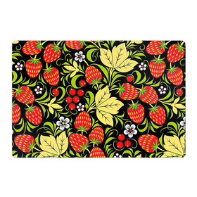 Магнитный плакат 3Х2 с принтом Хохлома в Курске, Полимерный материал с магнитным слоем | 6 деталей размером 9*9 см | арт | белый | вектор | желтый | зеленый | земляника | золотой | клубника | клюква | красный | народный рисунок | рисунок | хохлома | цветок | цветы | чёрный | ягода | ягоды