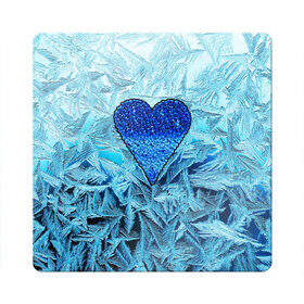 Магнит виниловый Квадрат с принтом Ледяное сердце в Курске, полимерный материал с магнитным слоем | размер 9*9 см, закругленные углы | Тематика изображения на принте: christmas | frozen | new year | snow | winter | влюбленные | дед мороз | зима | зимний | лед | любимая жена | любовь | мама | новый год | подарок | рождество | сердечки | снег | снежинки | снежная королева | узоры