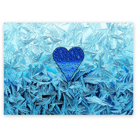Поздравительная открытка с принтом Ледяное сердце в Курске, 100% бумага | плотность бумаги 280 г/м2, матовая, на обратной стороне линовка и место для марки
 | christmas | frozen | new year | snow | winter | влюбленные | дед мороз | зима | зимний | лед | любимая жена | любовь | мама | новый год | подарок | рождество | сердечки | снег | снежинки | снежная королева | узоры