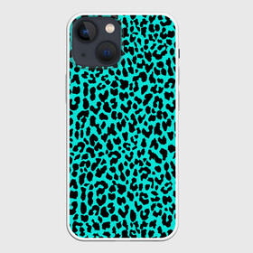 Чехол для iPhone 13 mini с принтом ЛАЗУРНЫЙ ЛЕОПАРД в Курске,  |  | гепард | гламур | животные | камуфляж | лазурь | леопард | морской | паттерн | пятна | синий