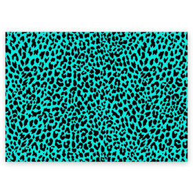 Поздравительная открытка с принтом ЛАЗУРНЫЙ ЛЕОПАРД в Курске, 100% бумага | плотность бумаги 280 г/м2, матовая, на обратной стороне линовка и место для марки
 | Тематика изображения на принте: гепард | гламур | животные | камуфляж | лазурь | леопард | морской | паттерн | пятна | синий