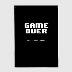 Постер с принтом UNDERTALE GAME OVER в Курске, 100% бумага
 | бумага, плотность 150 мг. Матовая, но за счет высокого коэффициента гладкости имеет небольшой блеск и дает на свету блики, но в отличии от глянцевой бумаги не покрыта лаком | sans | undertale | андертале | андертейл | игра | подземная история | подземная сказка | санс | ундертале