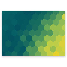 Поздравительная открытка с принтом Hexagon в Курске, 100% бумага | плотность бумаги 280 г/м2, матовая, на обратной стороне линовка и место для марки
 | Тематика изображения на принте: орнамент | текстуры | узор | шестиугольник