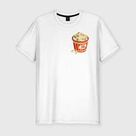 Мужская футболка хлопок Slim с принтом Поп-корн в Курске, 92% хлопок, 8% лайкра | приталенный силуэт, круглый вырез ворота, длина до линии бедра, короткий рукав | popcorn | кино | поп корн | попкорн