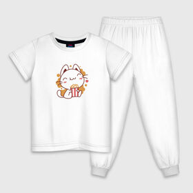 Детская пижама хлопок с принтом Поп-корн и кот в Курске, 100% хлопок |  брюки и футболка прямого кроя, без карманов, на брюках мягкая резинка на поясе и по низу штанин
 | popcorn | кино | кот | кошка | поп корн | попкорн