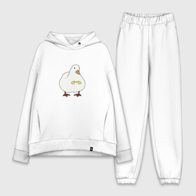 Женский костюм хлопок Oversize с принтом Shy duck в Курске,  |  | duck | mem | застенчивая утка | мем | милая утка | прикол | птица | утка | юмор