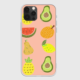 Чехол для iPhone 12 Pro Max с принтом Фруктики в Курске, Силикон |  | авокадо | ананас | апельсин | арбуз | виноград | груша | лимон | фрукт