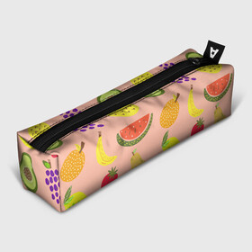 Пенал 3D с принтом Фруктики в Курске, 100% полиэстер | плотная ткань, застежка на молнии | авокадо | ананас | апельсин | арбуз | виноград | груша | лимон | фрукт