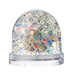 Снежный шар с принтом Деньги в Курске, Пластик | Изображение внутри шара печатается на глянцевой фотобумаге с двух сторон | арт | банкноты | валюта | деньги | доллары | зеленый | иена | красный | серый | синий | фунт стерлингов | юани