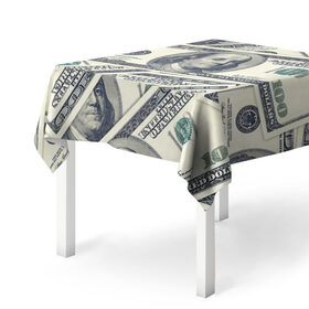 Скатерть 3D с принтом Доллары в Курске, 100% полиэстер (ткань не мнется и не растягивается) | Размер: 150*150 см | 100 долларов | арт | банкноты | валюта | деньги | доллары | зеленый | зелень | сто | сто долларов
