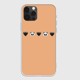 Чехол для iPhone 12 Pro Max с принтом смайлы пандочки и сердечки в Курске, Силикон |  | панда | пандочка | пандочки | панды | панды и черные сердечки | сердечки | сердца | смайлики | смайлы | черное сердце