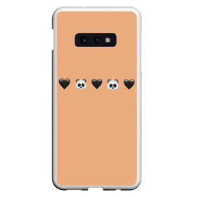 Чехол для Samsung S10E с принтом смайлы пандочки и сердечки в Курске, Силикон | Область печати: задняя сторона чехла, без боковых панелей | панда | пандочка | пандочки | панды | панды и черные сердечки | сердечки | сердца | смайлики | смайлы | черное сердце