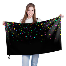 Флаг 3D с принтом Праздничное настроение в Курске, 100% полиэстер | плотность ткани — 95 г/м2, размер — 67 х 109 см. Принт наносится с одной стороны | блёстки | веселье | конфетти | праздник | салют