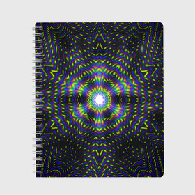 Тетрадь с принтом Illusion в Курске, 100% бумага | 48 листов, плотность листов — 60 г/м2, плотность картонной обложки — 250 г/м2. Листы скреплены сбоку удобной пружинной спиралью. Уголки страниц и обложки скругленные. Цвет линий — светло-серый
 | abstraction | colorful | illusion | pattern | stereo | абстракция | иллюзия | разноцветный | стерео | узор