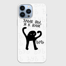 Чехол для iPhone 13 Pro Max с принтом ЪУЪ ЗЛЫЕ ВЫ, Я К ВАМ в Курске,  |  | cat | mem | memes | злой | интернет | кот | мем | мем кот | приколы | съука | ъуъ | ъуъ съука