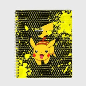 Тетрадь с принтом Pikachu Pika Pika в Курске, 100% бумага | 48 листов, плотность листов — 60 г/м2, плотность картонной обложки — 250 г/м2. Листы скреплены сбоку удобной пружинной спиралью. Уголки страниц и обложки скругленные. Цвет линий — светло-серый
 | pika | pikachu | аниме | детская | детям | игры | молния | мышка | мышь | пика | пикачу | покемон | покемоны | соты