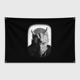 Флаг-баннер с принтом EMINEM в Курске, 100% полиэстер | размер 67 х 109 см, плотность ткани — 95 г/м2; по краям флага есть четыре люверса для крепления | eminem | rap | актёр | американский рэпер | композитор | маршалл | продюсер | рэп | рэпер | эминем