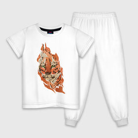Детская пижама хлопок с принтом Тигр в Курске, 100% хлопок |  брюки и футболка прямого кроя, без карманов, на брюках мягкая резинка на поясе и по низу штанин
 | Тематика изображения на принте: fire | orange | red | tiger | огонь | рыжий