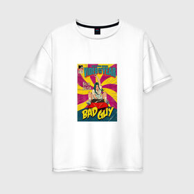 Женская футболка хлопок Oversize с принтом Билли Айлиш в Курске, 100% хлопок | свободный крой, круглый ворот, спущенный рукав, длина до линии бедер
 | 