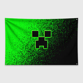 Флаг-баннер с принтом MINECRAFT в Курске, 100% полиэстер | размер 67 х 109 см, плотность ткани — 95 г/м2; по краям флага есть четыре люверса для крепления | creeper | game | minecraft | блоки | игра | квадраты | компьютерная | крипер | криппер | майнкрафт | огонь
