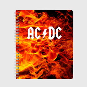 Тетрадь с принтом AC DC в Курске, 100% бумага | 48 листов, плотность листов — 60 г/м2, плотность картонной обложки — 250 г/м2. Листы скреплены сбоку удобной пружинной спиралью. Уголки страниц и обложки скругленные. Цвет линий — светло-серый
 | ac dc | music | rock | австралийская рок группа | ас дс | асдс | блюз рок | музыка | переменный ток постоянный ток | рок | рок н ролл | хард рок | эй си ди си