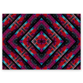 Поздравительная открытка с принтом Monna в Курске, 100% бумага | плотность бумаги 280 г/м2, матовая, на обратной стороне линовка и место для марки
 | colorful | geometric | kaleidoscope | mosaic | pattern | rhombuses | squares | геометрический | калейдоскоп | квадраты | мозаика | разноцветный | ромбы | узор