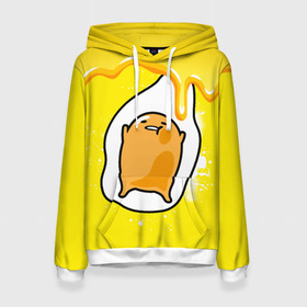 Женская толстовка 3D с принтом Gudetama в Курске, 100% полиэстер  | двухслойный капюшон со шнурком для регулировки, мягкие манжеты на рукавах и по низу толстовки, спереди карман-кенгуру с мягким внутренним слоем. | gudetama | анимешное яйцо | гудетама | желток | стекающее яйцо | яичница