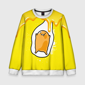 Детский свитшот 3D с принтом Gudetama в Курске, 100% полиэстер | свободная посадка, прямой крой, мягкая тканевая резинка на рукавах и понизу свитшота | gudetama | анимешное яйцо | гудетама | желток | стекающее яйцо | яичница