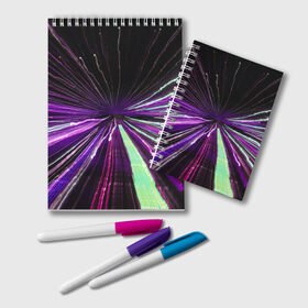 Блокнот с принтом Rollo в Курске, 100% бумага | 48 листов, плотность листов — 60 г/м2, плотность картонной обложки — 250 г/м2. Листы скреплены удобной пружинной спиралью. Цвет линий — светло-серый
 | abstraction | blur | immersion | light | lines | long exposure | purple | абстракция | длинная выдержка | линии | погружение | размытость | свет | фиолетовый