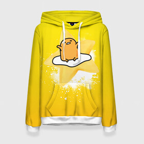 Женская толстовка 3D с принтом Gudetama в Курске, 100% полиэстер  | двухслойный капюшон со шнурком для регулировки, мягкие манжеты на рукавах и по низу толстовки, спереди карман-кенгуру с мягким внутренним слоем. | gudetama | анимешное яйцо | гудетама | желток | стекающее яйцо | яичница