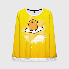 Мужской свитшот 3D с принтом Gudetama в Курске, 100% полиэстер с мягким внутренним слоем | круглый вырез горловины, мягкая резинка на манжетах и поясе, свободная посадка по фигуре | gudetama | анимешное яйцо | гудетама | желток | стекающее яйцо | яичница