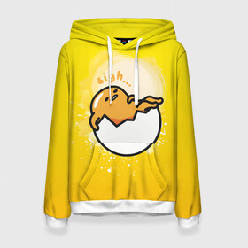 Женская толстовка 3D с принтом Gudetama в Курске, 100% полиэстер  | двухслойный капюшон со шнурком для регулировки, мягкие манжеты на рукавах и по низу толстовки, спереди карман-кенгуру с мягким внутренним слоем. | gudetama | анимешное яйцо | гудетама | желток | стекающее яйцо | яичница