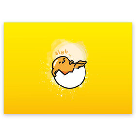 Поздравительная открытка с принтом Gudetama в Курске, 100% бумага | плотность бумаги 280 г/м2, матовая, на обратной стороне линовка и место для марки
 | gudetama | анимешное яйцо | гудетама | желток | стекающее яйцо | яичница