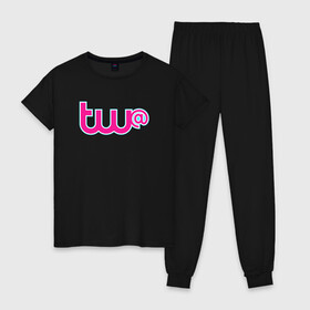 Женская пижама хлопок с принтом GTA Online Tw@ в Курске, 100% хлопок | брюки и футболка прямого кроя, без карманов, на брюках мягкая резинка на поясе и по низу штанин | 