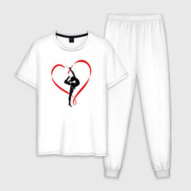 Мужская пижама хлопок с принтом Гимнастика в Курске, 100% хлопок | брюки и футболка прямого кроя, без карманов, на брюках мягкая резинка на поясе и по низу штанин
 | 