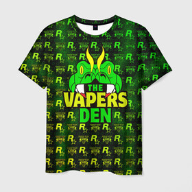 Мужская футболка 3D с принтом GTA Online: The Vapers Den в Курске, 100% полиэфир | прямой крой, круглый вырез горловины, длина до линии бедер | auto | game | grand | gta | gta5 | los santos | rockstar | theft | гта | гта5 | игра | лос сантос | майкл | онлайн | рокстар | тревор | франклин