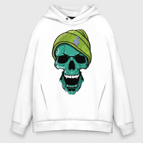 Мужское худи Oversize хлопок с принтом Skull в Курске, френч-терри — 70% хлопок, 30% полиэстер. Мягкий теплый начес внутри —100% хлопок | боковые карманы, эластичные манжеты и нижняя кромка, капюшон на магнитной кнопке | fangs | jaw | skull | teeth | зубы | клыки | пасть | череп