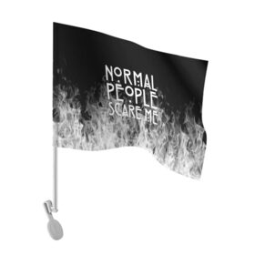 Флаг для автомобиля с принтом Normal People Scare Me. в Курске, 100% полиэстер | Размер: 30*21 см | american horror story | games | normal people scare me | аутизм | документальный фильм об аутизме | игры | кино | люди | нормал пипл скар ми | очень странные дела | фильмы