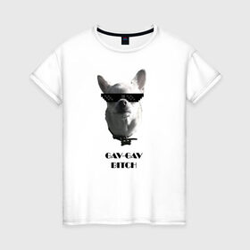 Женская футболка хлопок с принтом cool dog в Курске, 100% хлопок | прямой крой, круглый вырез горловины, длина до линии бедер, слегка спущенное плечо | chihuahua | cool | dog | fun | funny dog | puppy | small dog | маленький пес | прикол | смешной принт | чихуахуа