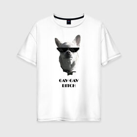 Женская футболка хлопок Oversize с принтом cool dog в Курске, 100% хлопок | свободный крой, круглый ворот, спущенный рукав, длина до линии бедер
 | chihuahua | cool | dog | fun | funny dog | puppy | small dog | маленький пес | прикол | смешной принт | чихуахуа