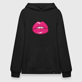 Худи SuperOversize хлопок с принтом Pop art lips в Курске, 70% хлопок, 30% полиэстер, мягкий начес внутри | карман-кенгуру, эластичная резинка на манжетах и по нижней кромке, двухслойный капюшон
 | pin up | искусство | поп культура | популярное | ретро