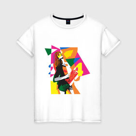Женская футболка хлопок с принтом Pop art 100-11 в Курске, 100% хлопок | прямой крой, круглый вырез горловины, длина до линии бедер, слегка спущенное плечо | pin up | искусство | поп культура | популярное | ретро