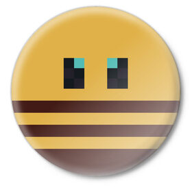 Значок с принтом Minecraft Bee в Курске,  металл | круглая форма, металлическая застежка в виде булавки | bee | minecraft | майнкрафт | пчела | пчёлка | пчелобав