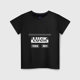 Детская футболка хлопок с принтом Luck в Курске, 100% хлопок | круглый вырез горловины, полуприлегающий силуэт, длина до линии бедер | белый | геометрия | да | квадраты | нет | серый | слова | счастливчик | удача