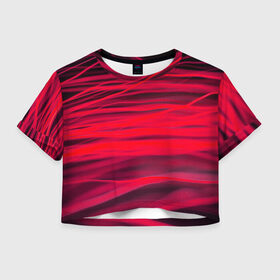 Женская футболка Crop-top 3D с принтом Reding в Курске, 100% полиэстер | круглая горловина, длина футболки до линии талии, рукава с отворотами | abstraction | blur | light | lines | red | абстракция | красный | линии | размытость | свет