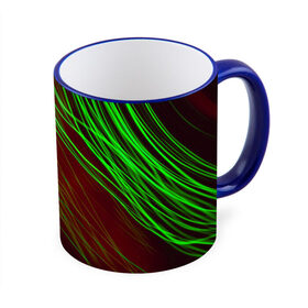 Кружка с принтом Qleen в Курске, керамика | ёмкость 330 мл | Тематика изображения на принте: abstraction | blur | green | light | lines | абстракция | зелёный | линии | размытость | свет