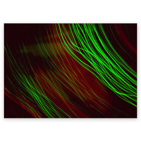 Поздравительная открытка с принтом Qleen в Курске, 100% бумага | плотность бумаги 280 г/м2, матовая, на обратной стороне линовка и место для марки
 | abstraction | blur | green | light | lines | абстракция | зелёный | линии | размытость | свет