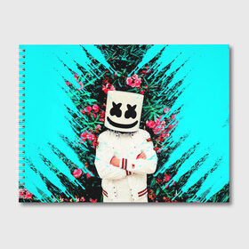 Альбом для рисования с принтом MARSHMELLO в Курске, 100% бумага
 | матовая бумага, плотность 200 мг. | Тематика изображения на принте: fortnite | marshmallo | marshmallow | marshmello | marshmellow | маршмелло | маршмеллоу | розы | фортнайт