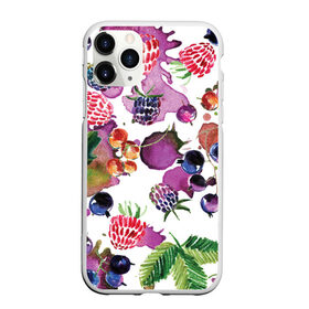 Чехол для iPhone 11 Pro матовый с принтом Ягоды в Курске, Силикон |  | Тематика изображения на принте: арт | зеленый | краска | краски | красный | листок | листья | малина | пятна | пятна краски | растение | рисунок | синий | тёмный | фиолетовый | чёрная малина | черника